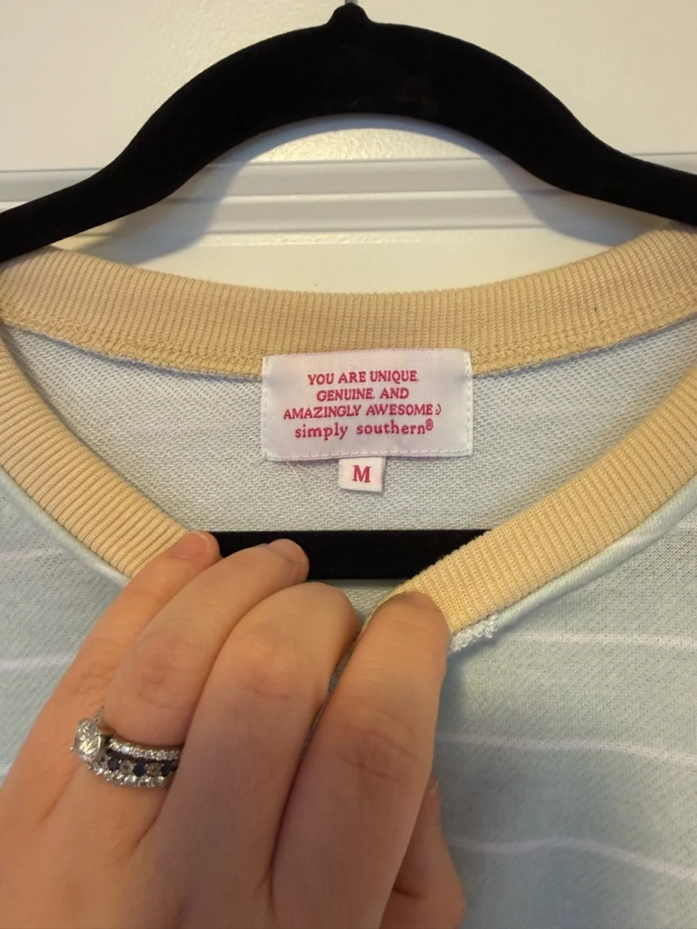 Simply Southern Terry Crew Neck Sweater in Seafoam/Tan - Size Medium - Like New! - Picture 3 of 4